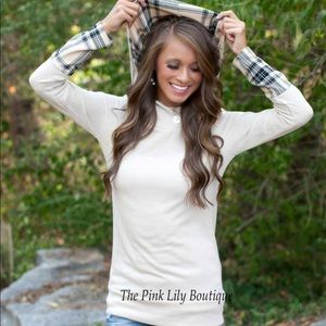 Adorable pink lily plaid hoodie